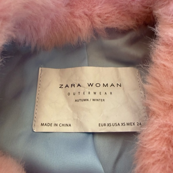 Zara Pink & Blue Embellished Faux Fur Lined Classic Jacket Size Extra Small - Picture 4 of 7